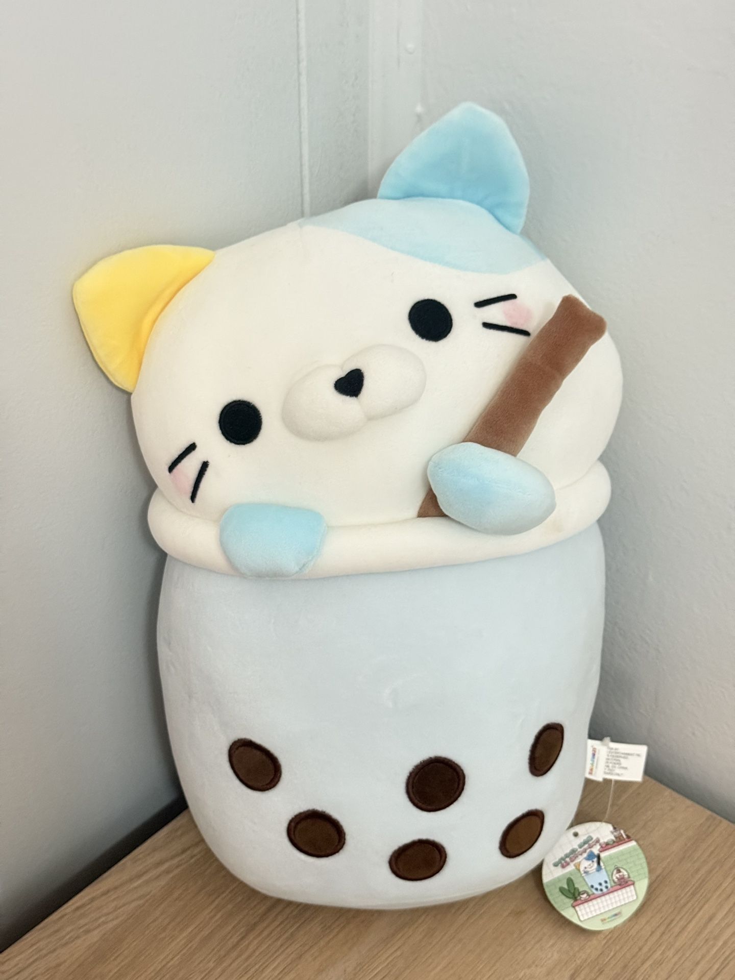 Large Blue Boba Cat Plushie