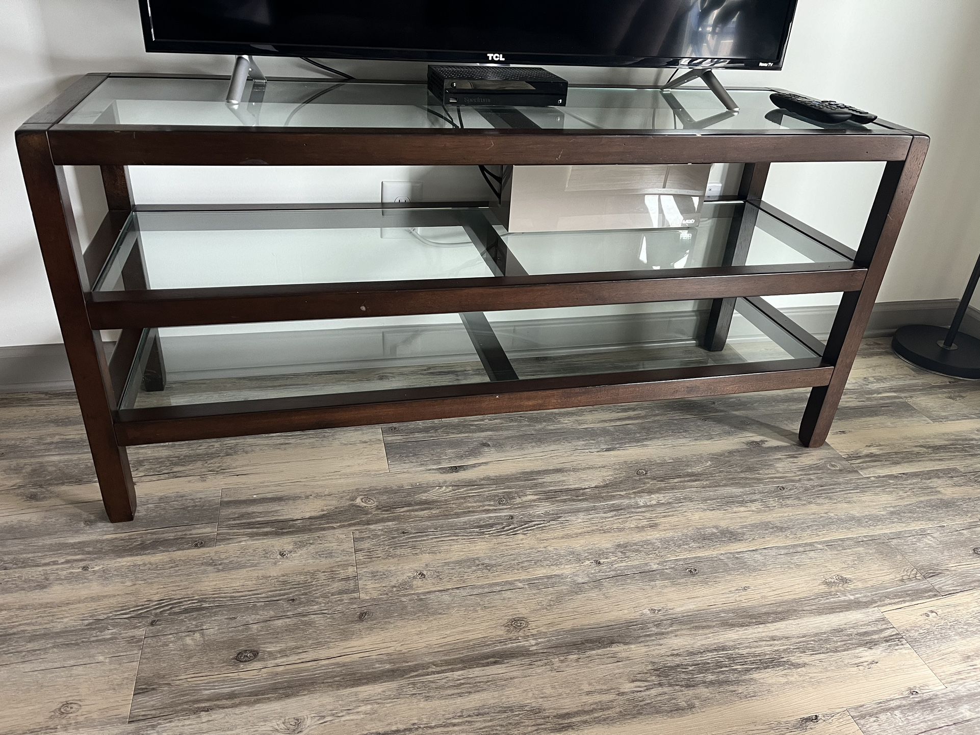Solid Wood and Glass TV Stand 