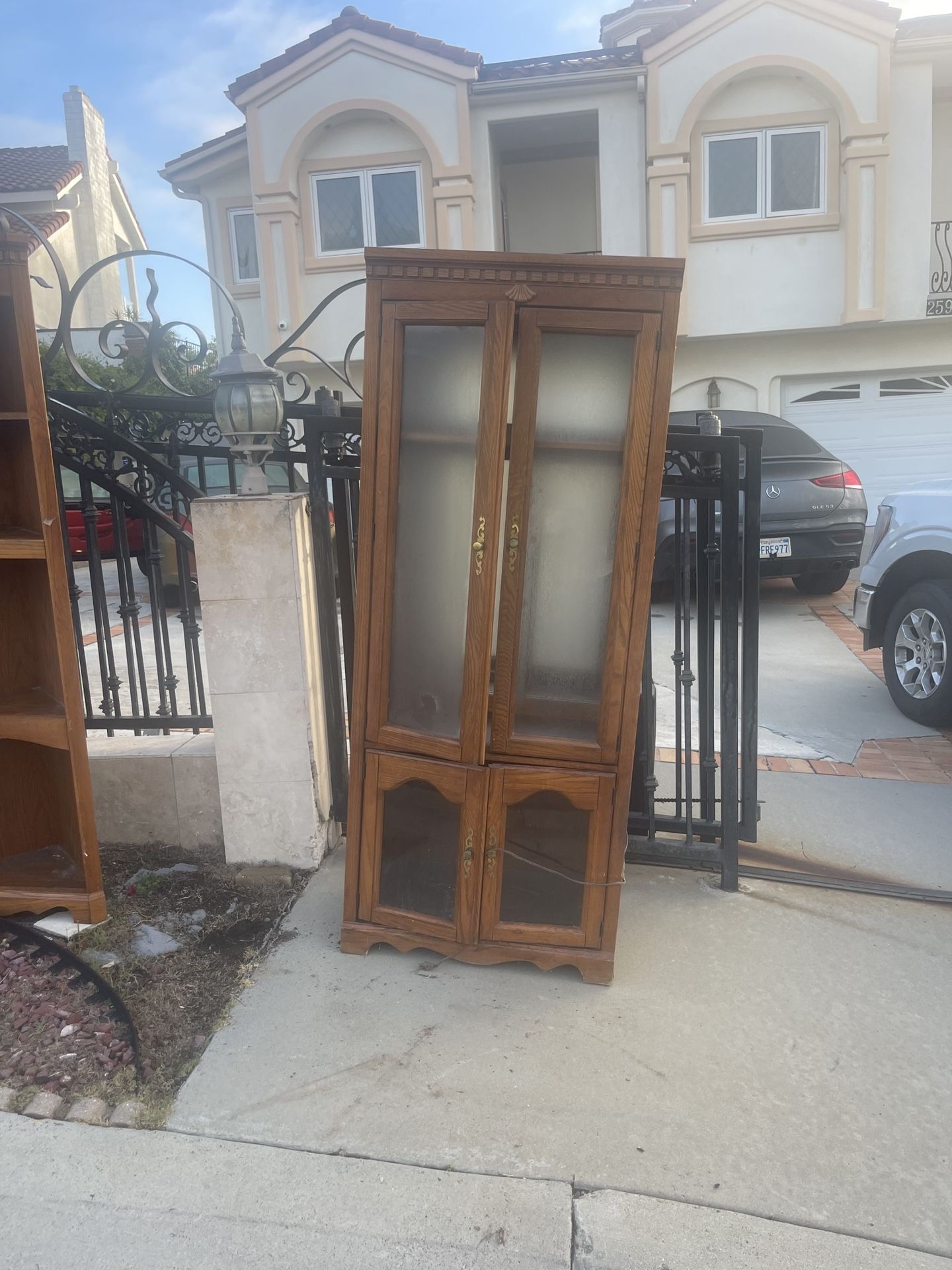 FREE Wooden Cabinet With Glass And Mirror And Corner Shelf