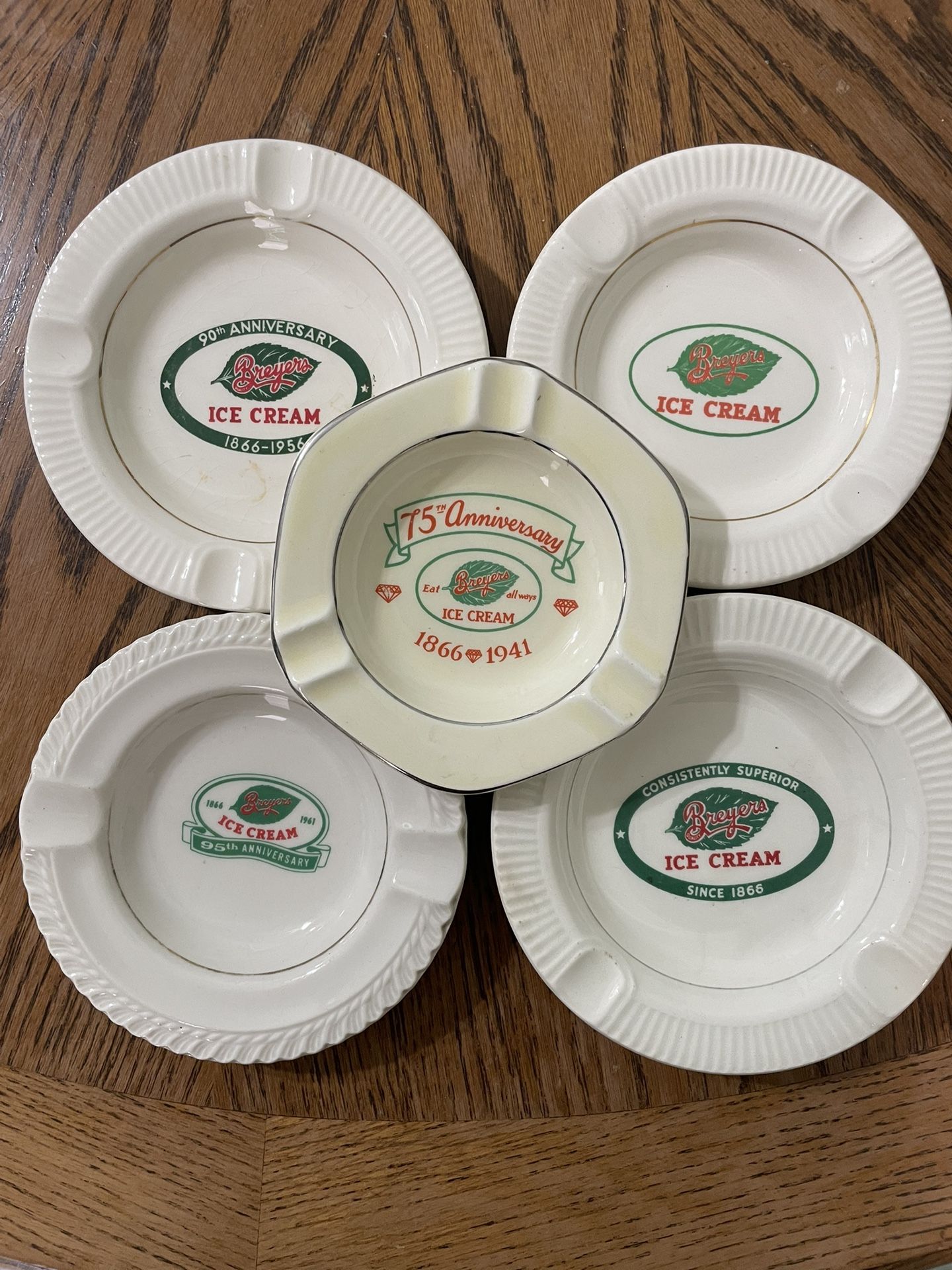 Vintage Breyers Ice Cream Anniversary Ashtrays