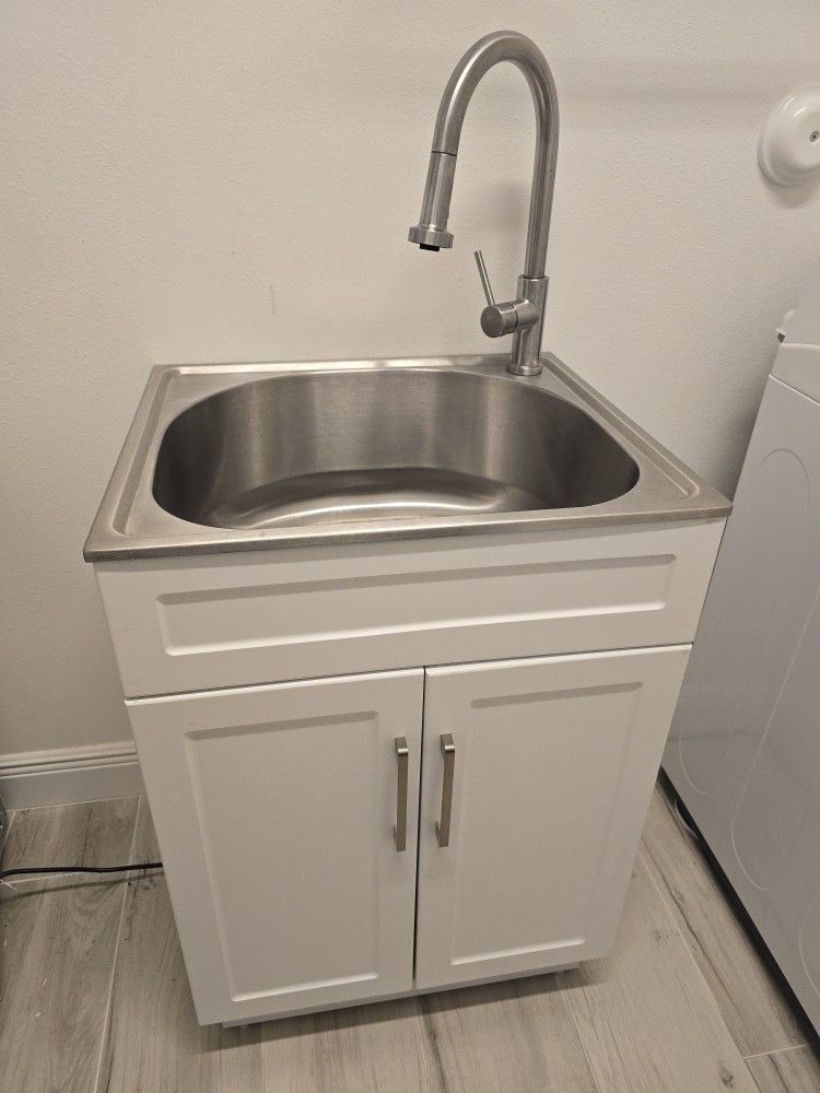 Stainless Steel Sink With Cabinet And Faucet