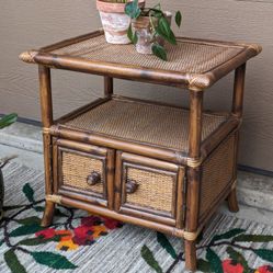 Wicker Rattan Wicker Accent Table Plant Stand Chest