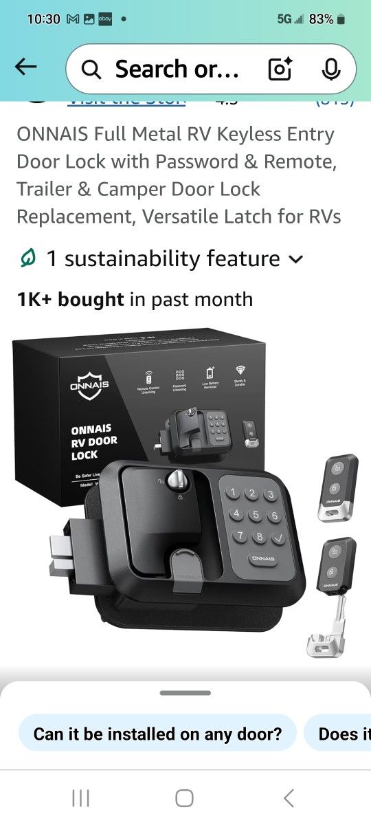 Rv Lock Door W Remote