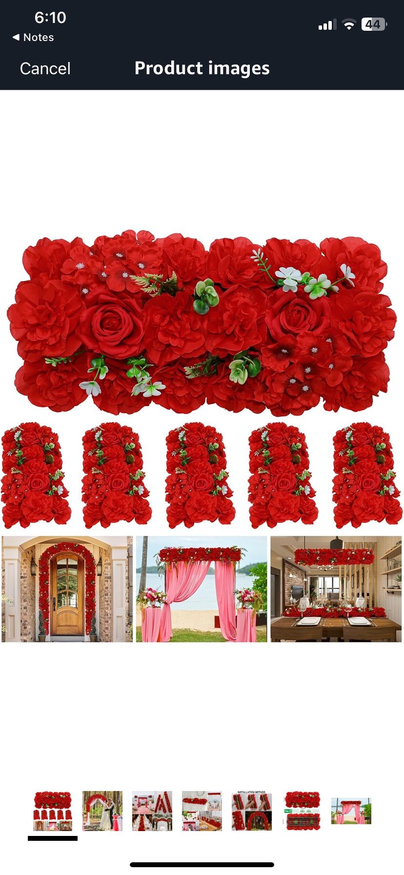 Wedding Arch Artificial Flowers -6Pack Faux Floral Swags Silk Rose Realistic Arch Faux Hydrangea red
