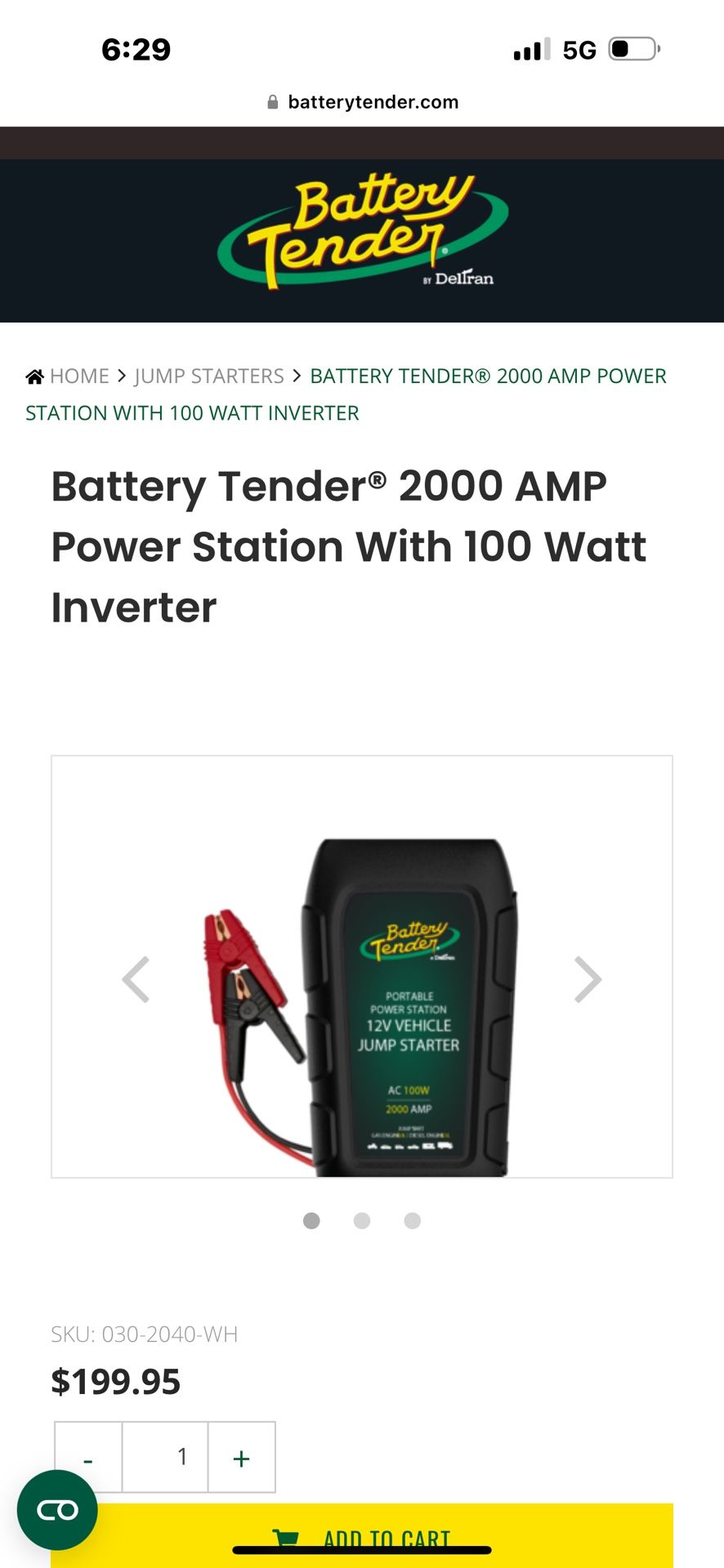 Battery Tender 2000 AMP Jump Starter and Power Bank. for Sale in