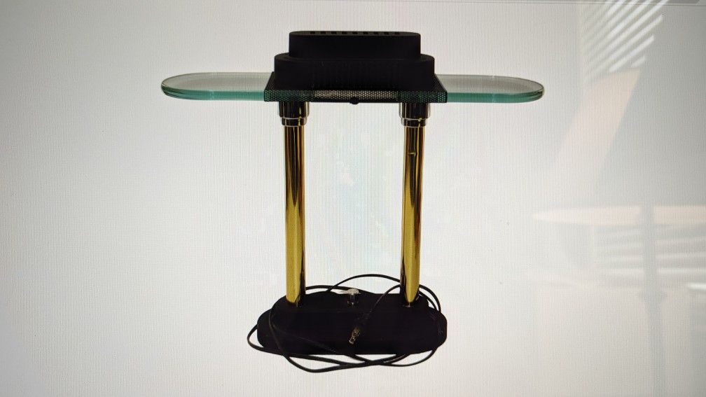 Robert Solomon George Kovac Style Vintage Halogen Bankers Desk Lamp UFO Glass