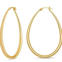 14K Gold Plated, Rose Gold Plated and Sterling Silver Plated Hoop Earrings for Women Hypoallergenic