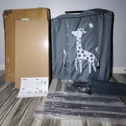 Baby Folding Changing Table with Wheels, Adjustable Height Folding Portable Diaper Station Nursery Organizer with Newborn Clothes Drying Rack & Storag