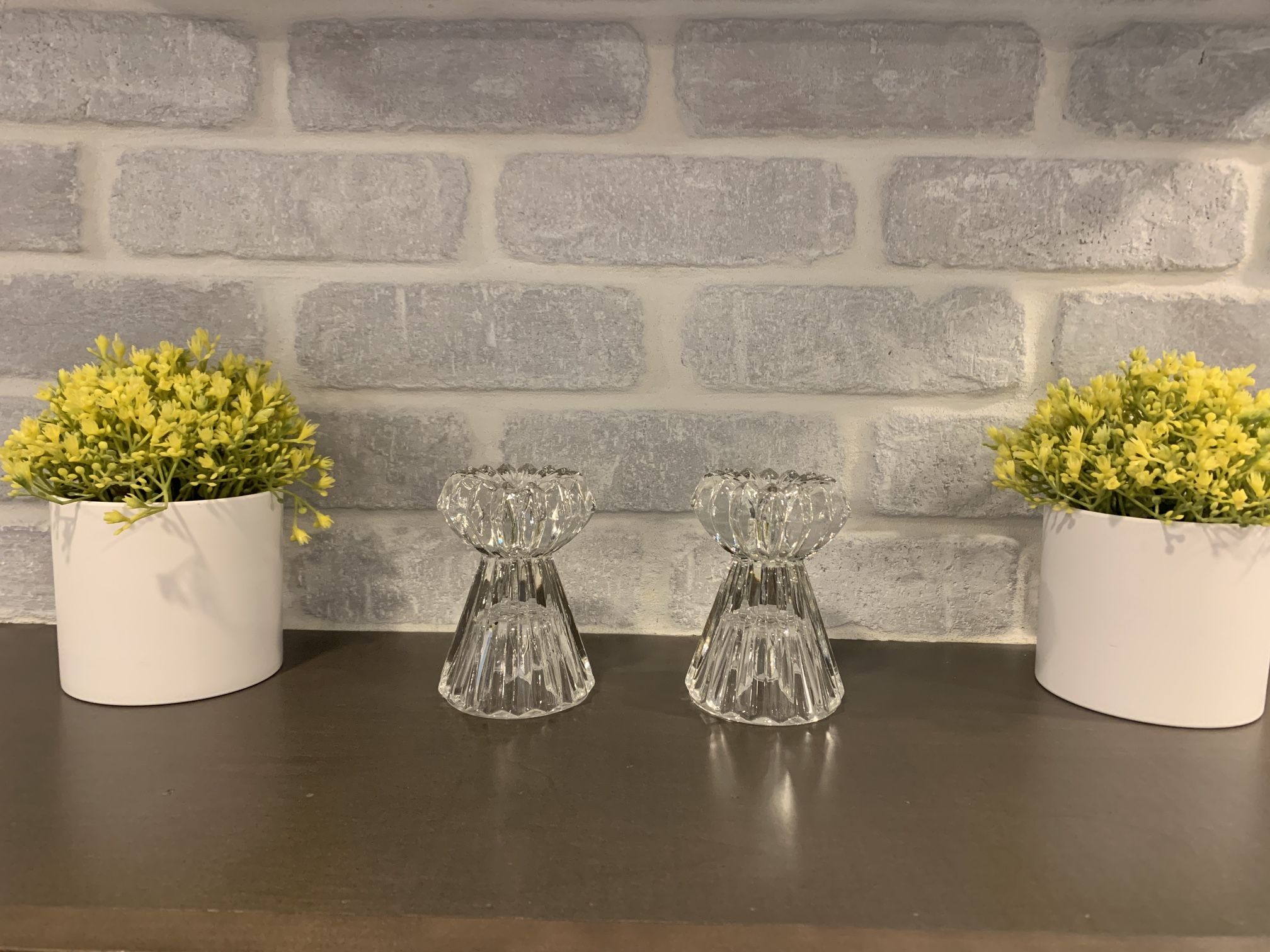 Set of 2 Crystal Candle holders- 4 Inches Tall - Home Decor Decorative Accents - Simi Valley