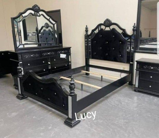 Brand New Bedroom Set| Furniture Of America Black Queen Poster Bed| Nightstand, Dresser, Mirror, Chest, Bench Optional|