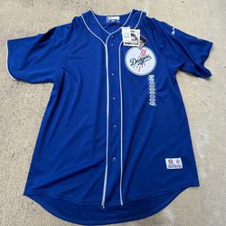 Los Angeles Dodgers Jersey True Fan Blue Button Front MLB Men L NWT