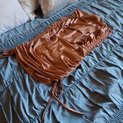 Light Brown Silk Pencil Skirt 