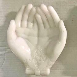 Vintage Avon White Milk Glass  Hand Tray