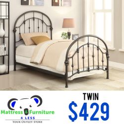 Rowan Metal Twin Open Frame Bed Dark Bronze