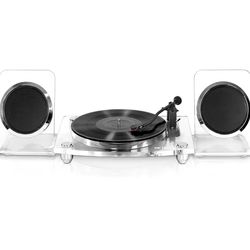 Victrola Victrola Modern Acrylic 2-Speed Bluetooth Turntable with 40-Watt Wireless Speakers, Clear