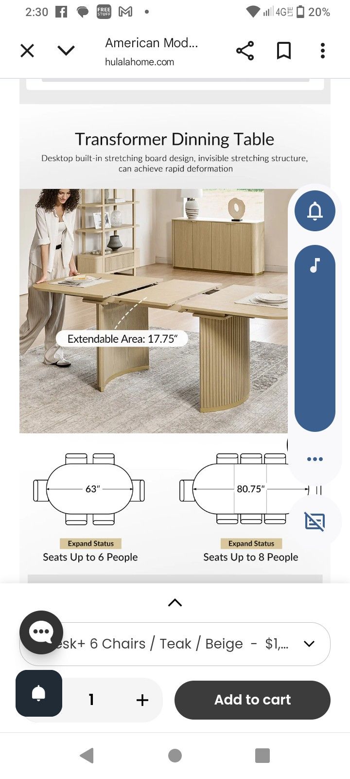 Modern Flute Table $200.00