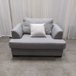 Modern Light Grey Fabric Loveseat with Track Arms