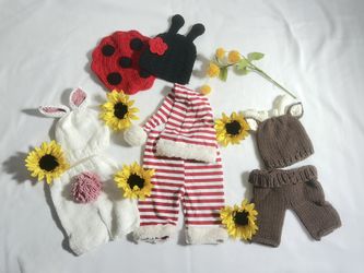 Newborn Knitted Photo Props – Animal & Holiday Set