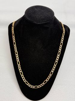 14k Gold Diamond Cut Figaro Link Chain