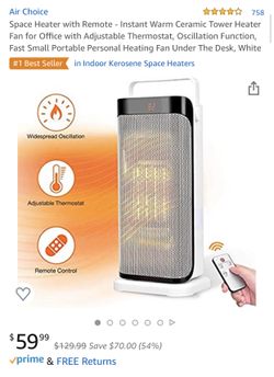 Air Choice 4.0 out of 5 stars 758 Reviews Space Heater with Remote - Instant Warm Ceramic Tower Heater Fan for Office (3i-4i)