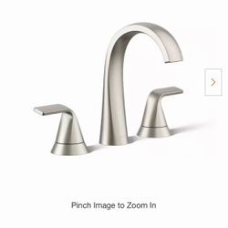 KOHLER Cursiva 8 in. Widespread 2-Handle Bathroom Faucet With Drain in Vibrant Brushed Nickel 