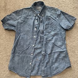 Bonobos Men’s Button Down Denim Blue With White Short Sleeve Shirt