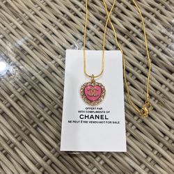 CC PINK HEART CHARM NECKLACE