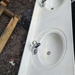 W Double Bowl Cultured Marble Vanity Top In Ivory Swirl 