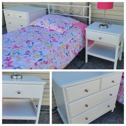 White Twin Girls Bedroom Furniture Dresser Set Twin Bed