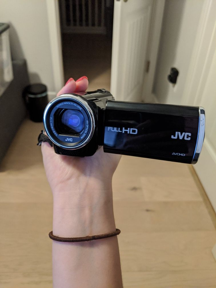 JVC Camcorder with Power Chord and SD Card $50