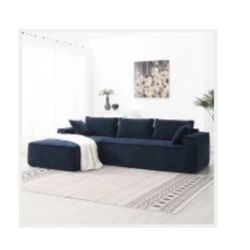 111.5 x 72" Navy Minimalist Modular Sectional Sofa