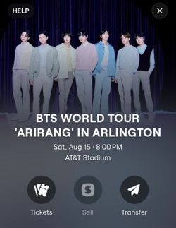 BTS Arlington show August 15, 2026
