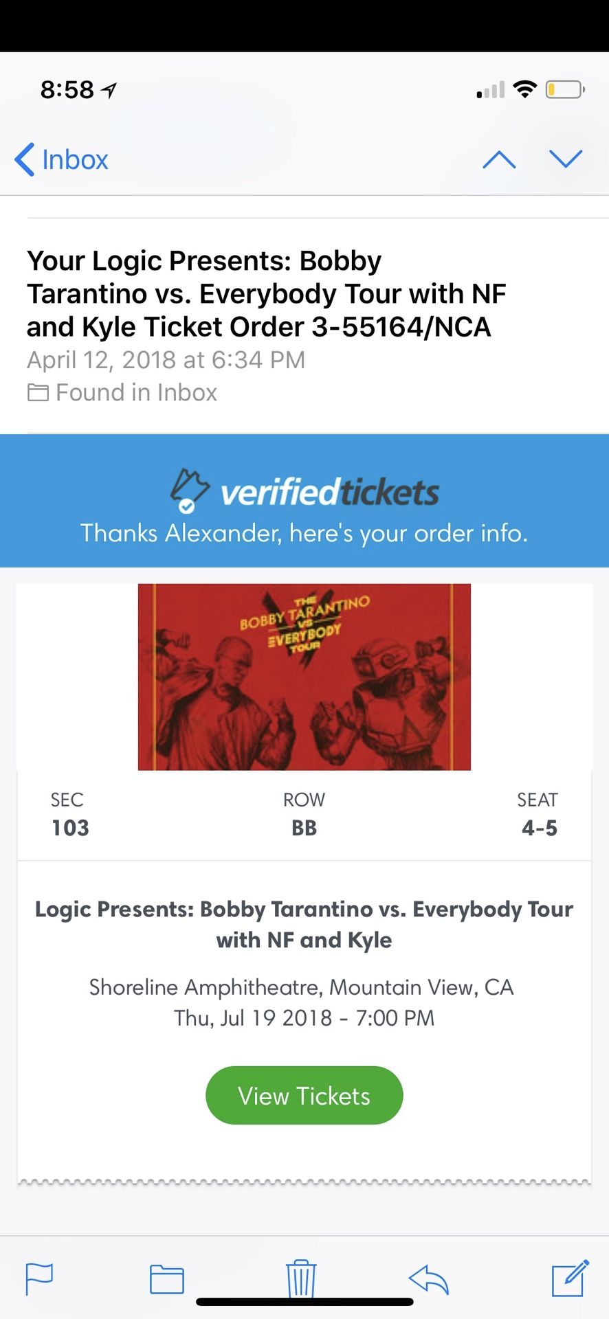 Concert tickets