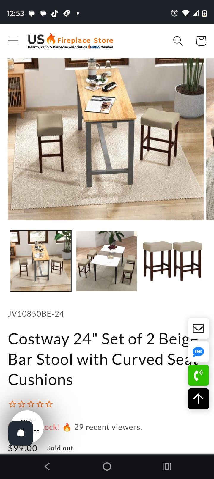 24-in Set Of Two Bar Stools