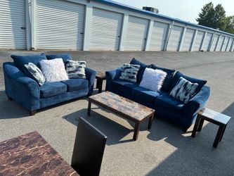 Blue velvet Living Room Set & Dining Set