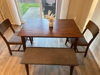 Brand New Packed_Wooden Dining Table with 2  Chairs and Bench_Available for Pick up on 14th July