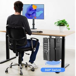 Pholiten Under Desk CPU Tower Holder Universal with 360 degree Swivel Black