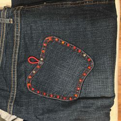 Size 14 Medium Wash Open Leg Apple Bottom Jeans