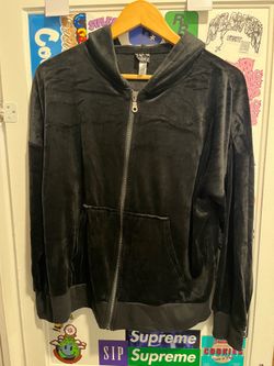 Women’s Black Felina Velour Hoodie Zip Up Size Large