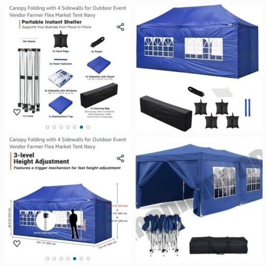 10'x20' Waterproof Ez Pop Up Canopy Tent ShelterHeavy Duty Newww