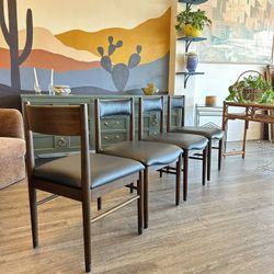 Set of 4 Black & Wood Dining Chairs