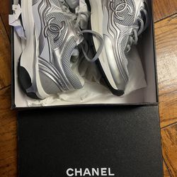 Chanel Silver Sneakers Sz 40 41 42 43 44 