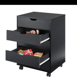 5-Drawer Chest, Wood Storage Dresser file Cabinet with Wheels, Mobile Dresser for Home Office, Black