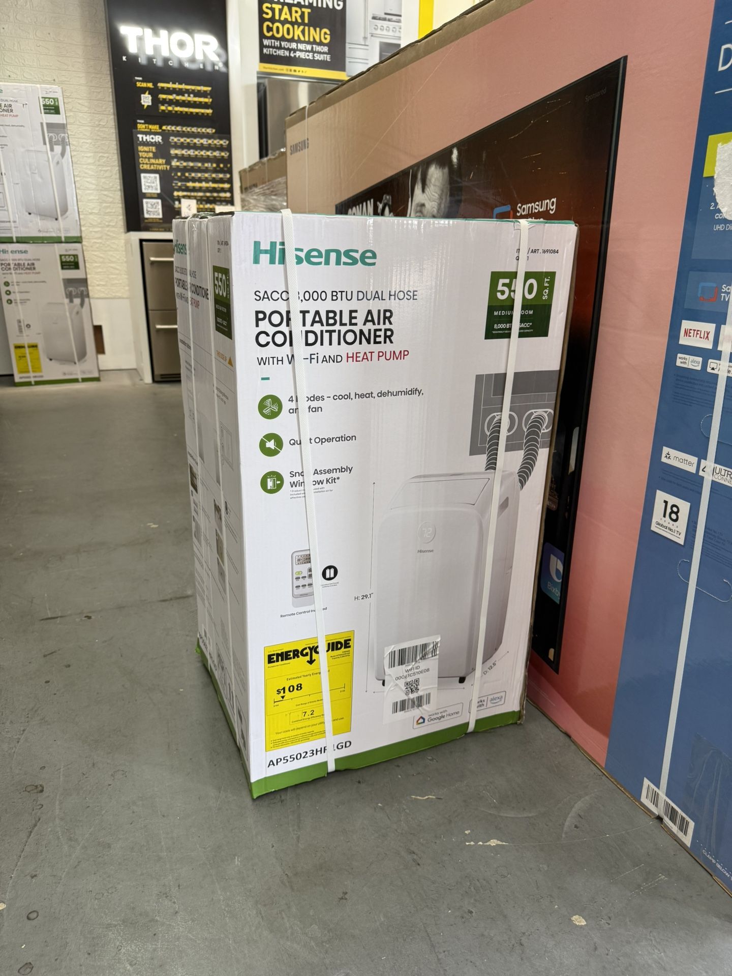Hisense 8,000 Portable Air Conditioner 550 Square Feet - Cool - Heater - Dehumidifier