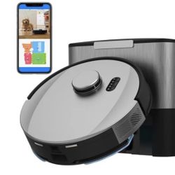 bObsweep PET24-7-913 Dustin Ultra Self-Emptying Robot Vacuum Cleaner and Mop, Stainless Steel