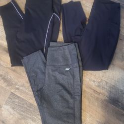 3 pairs of lady's yoga active wear pants size meduim spider, sketcher bebe brand for all 3