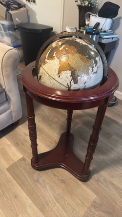 Floor Standing World Globe on Wooden Stand