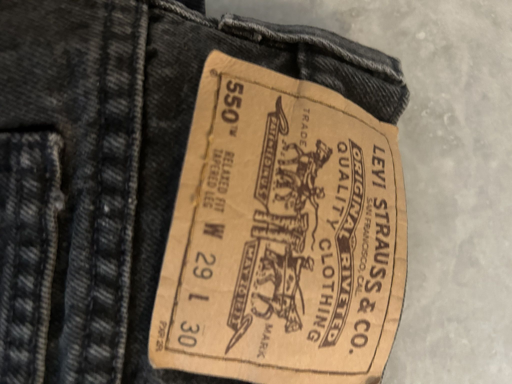 Vintage 90s Levis 550 Jeans Mens 28x30 Black ORANGE TAB Denim