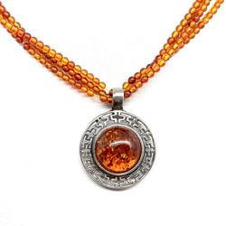 Fancy Amber Multistrand Necklace 20”