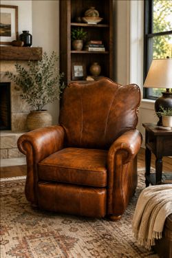 Southern Motion Genuine Leather Push Back Recliner Chair Made in USA